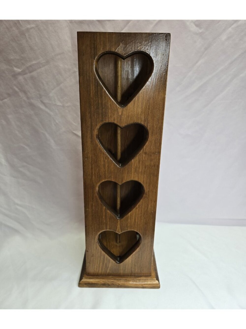 Vintage Country Wooden Toilet Paper Holder Tower Box Heart Cutout Cottagecore
